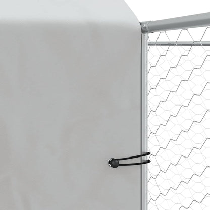 Outdoor Dog Kennel with Roof Silver 4x4x2.5 m Galvanised Steel