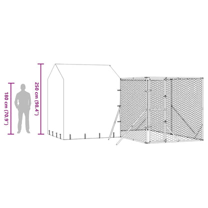 Outdoor Dog Kennel with Roof Silver 4x4x2.5 m Galvanised Steel