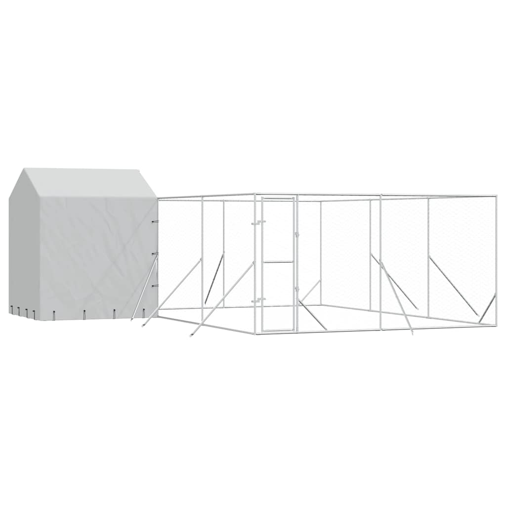 Outdoor Dog Kennel with Roof Silver 6x6x2.5 m Galvanised Steel