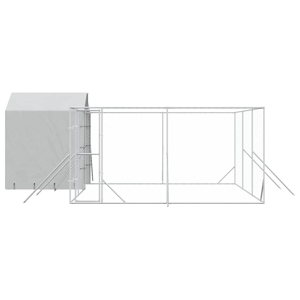 Outdoor Dog Kennel with Roof Silver 6x6x2.5 m Galvanised Steel