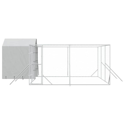 Outdoor Dog Kennel with Roof Silver 6x6x2.5 m Galvanised Steel