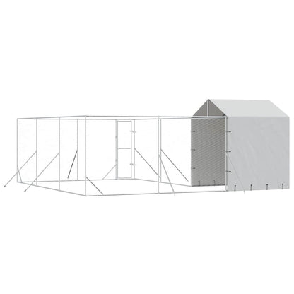 Outdoor Dog Kennel with Roof Silver 6x6x2.5 m Galvanised Steel