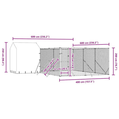 Outdoor Dog Kennel with Roof Silver 6x6x2.5 m Galvanised Steel