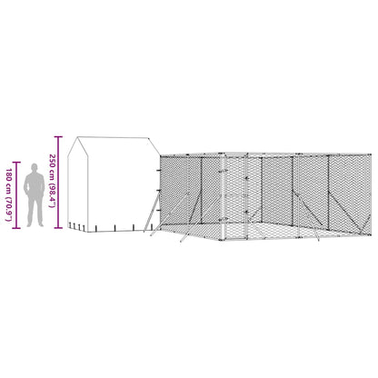 Outdoor Dog Kennel with Roof Silver 6x6x2.5 m Galvanised Steel