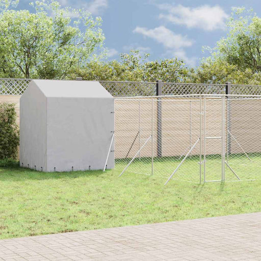 Outdoor Dog Kennel with Roof Silver 6x6x2,5 m Galvanised Steel