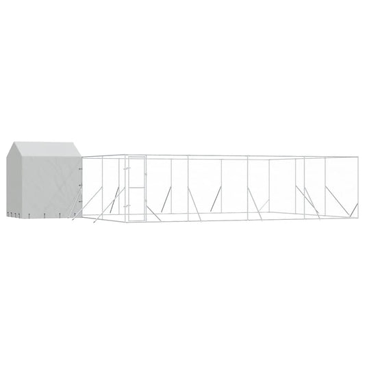 Outdoor Dog Kennel with Roof Silver 10x6x2.5 m Galvanised Steel