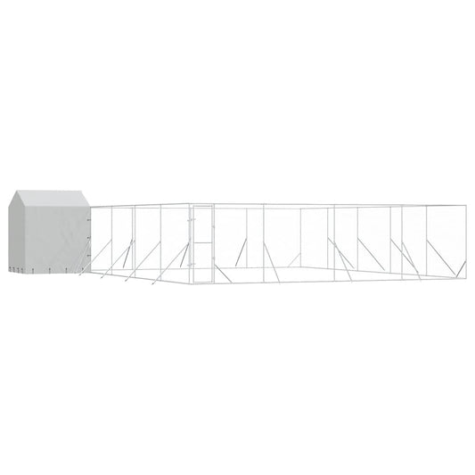 Outdoor Dog Kennel with Roof Silver 10x10x2,5 m Galvanised Steel