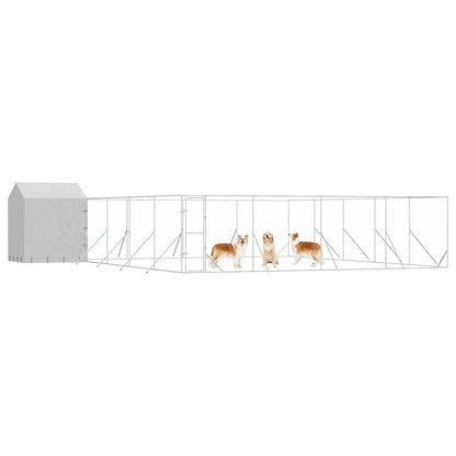 Outdoor Dog Kennel with Roof Silver 10x10x2.5 m Galvanised Steel