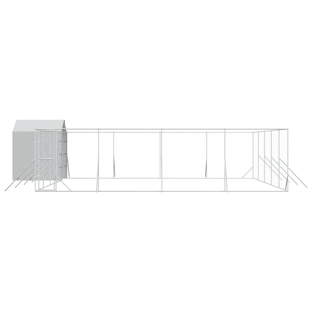 Outdoor Dog Kennel with Roof Silver 10x10x2.5 m Galvanised Steel