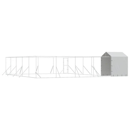 Outdoor Dog Kennel with Roof Silver 10x10x2.5 m Galvanised Steel