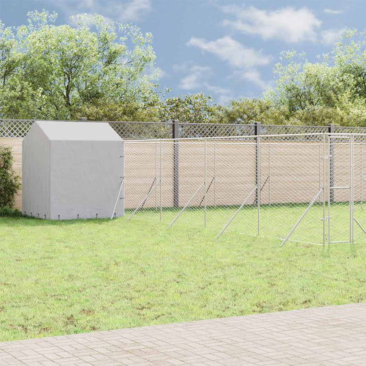Outdoor Dog Kennel with Roof Silver 10x10x2.5 m Galvanised Steel