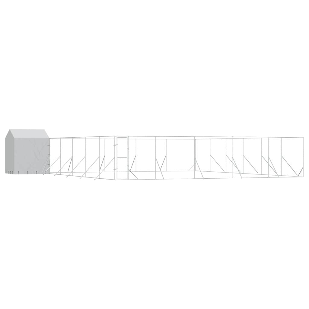 Outdoor Dog Kennel with Roof Silver 12x12x2.5 m Galvanised Steel