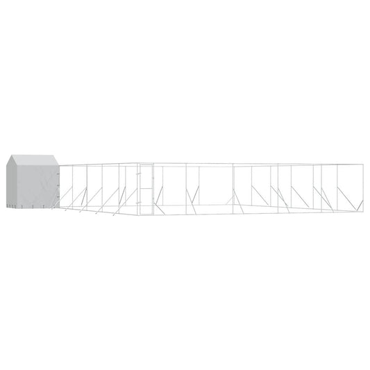 Outdoor Dog Kennel with Roof Silver 12x12x2.5 m Galvanised Steel