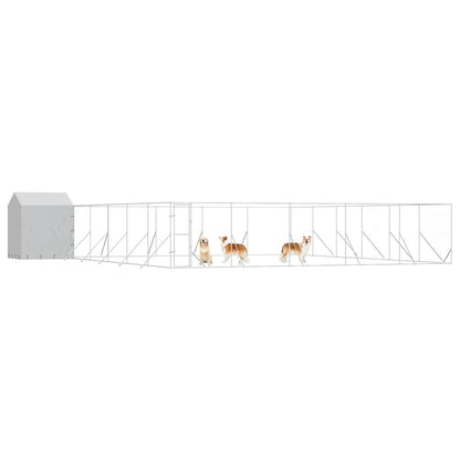 Outdoor Dog Kennel with Roof Silver 12x12x2.5 m Galvanised Steel