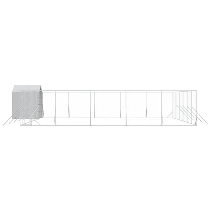Outdoor Dog Kennel with Roof Silver 12x12x2.5 m Galvanised Steel