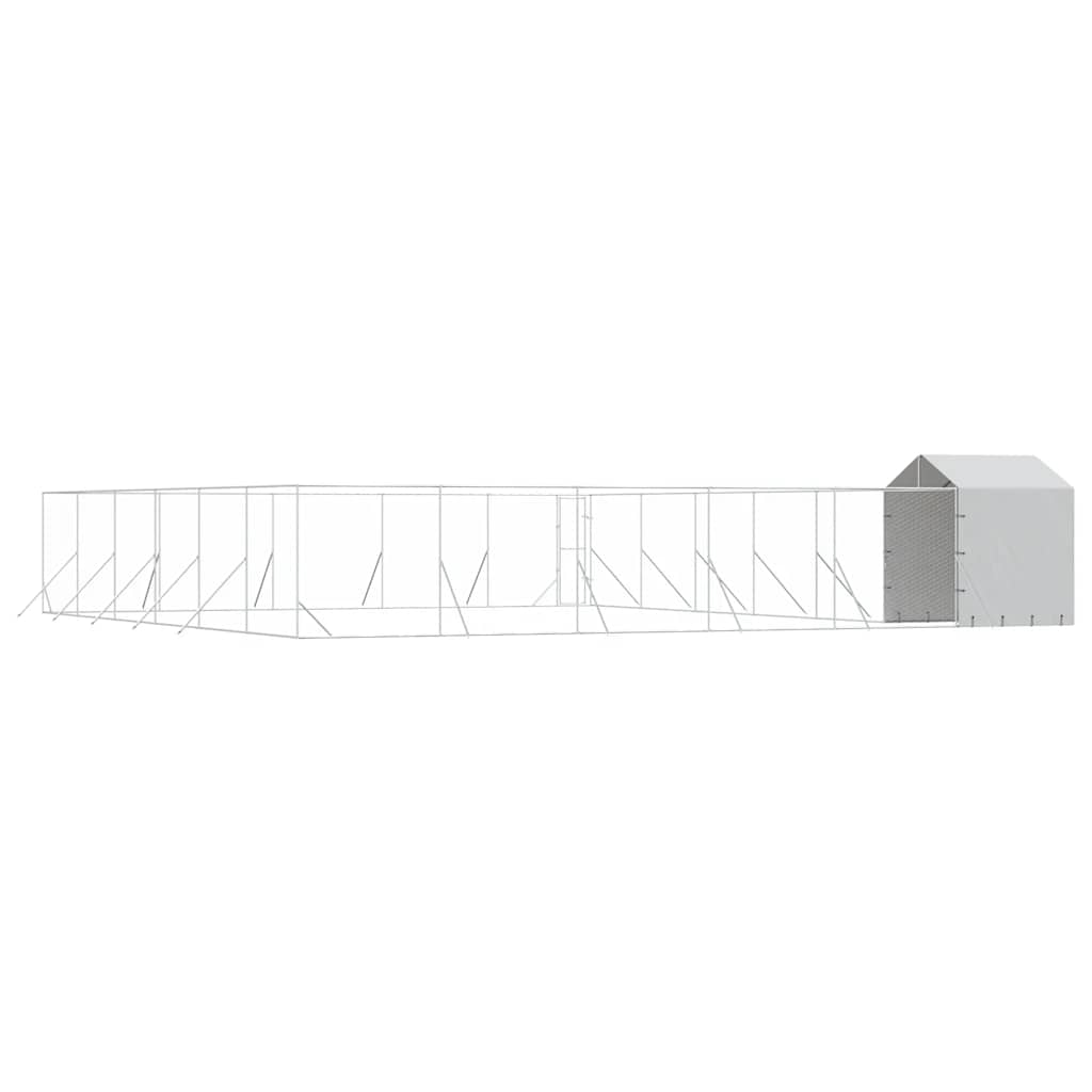 Outdoor Dog Kennel with Roof Silver 12x12x2.5 m Galvanised Steel