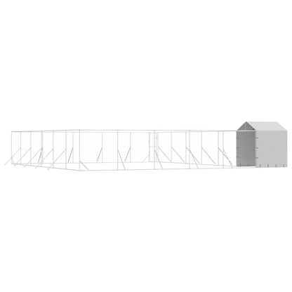 Outdoor Dog Kennel with Roof Silver 12x12x2.5 m Galvanised Steel
