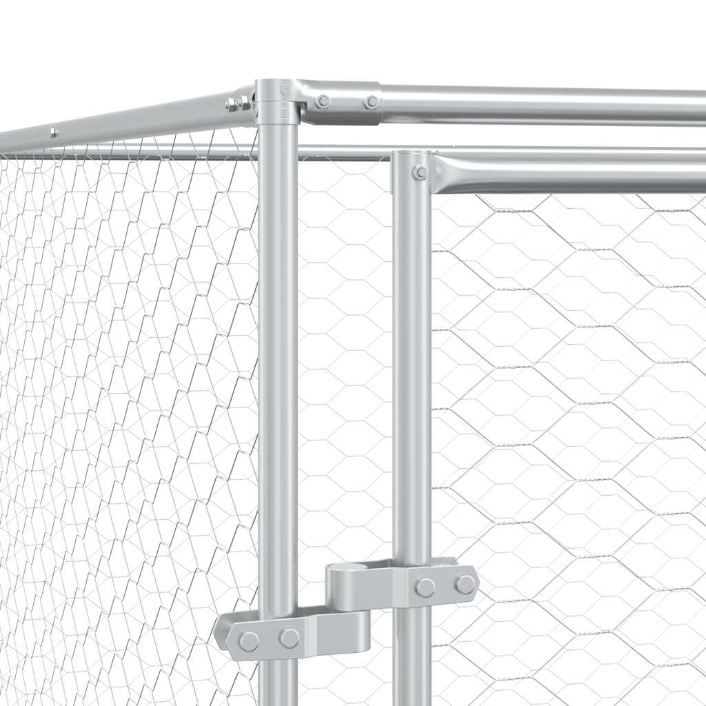 Outdoor Dog Kennel with Roof Silver 12x12x2.5 m Galvanised Steel