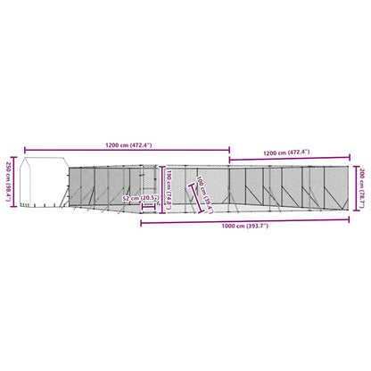 Outdoor Dog Kennel with Roof Silver 12x12x2.5 m Galvanised Steel
