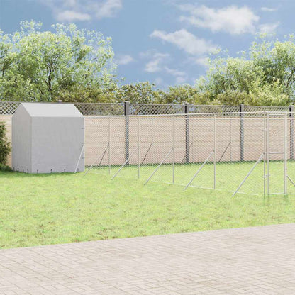 Outdoor Dog Kennel with Roof Silver 12x12x2.5 m Galvanised Steel