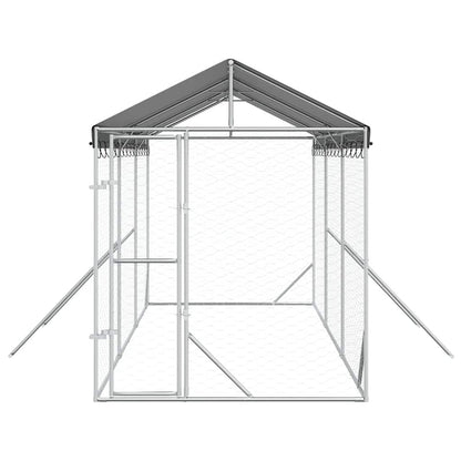 Outdoor Dog Kennel with Roof Silver 2x6x2.5 m Galvanised Steel