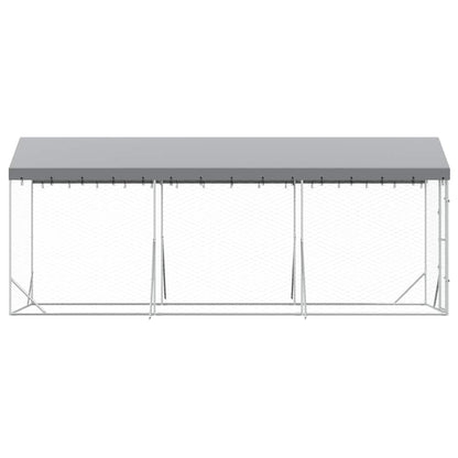 Outdoor Dog Kennel with Roof Silver 2x6x2.5 m Galvanised Steel