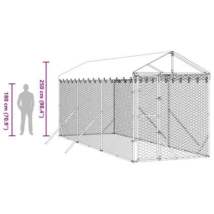 Outdoor Dog Kennel with Roof Silver 2x6x2.5 m Galvanised Steel