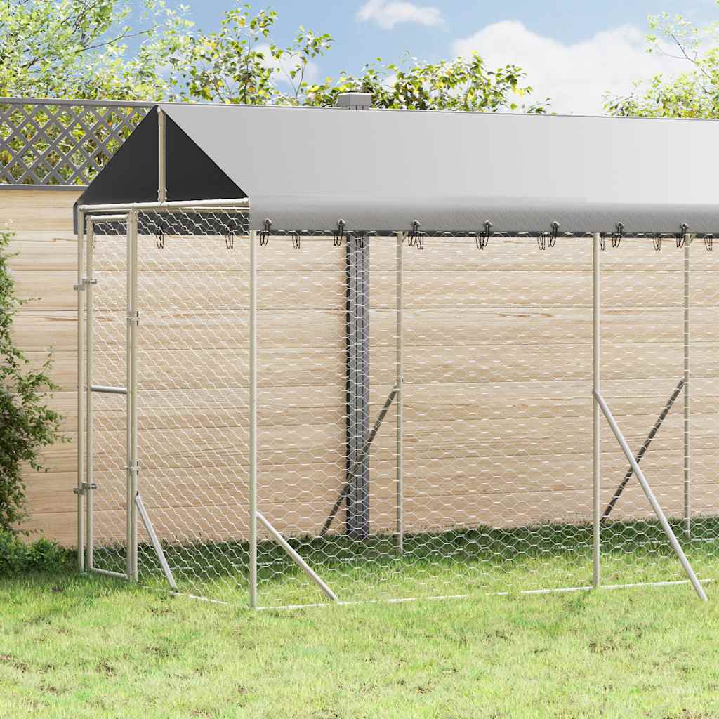 Outdoor Dog Kennel with Roof Silver 2x6x2,5 m Galvanised Steel