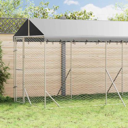 Outdoor Dog Kennel with Roof Silver 2x6x2.5 m Galvanised Steel