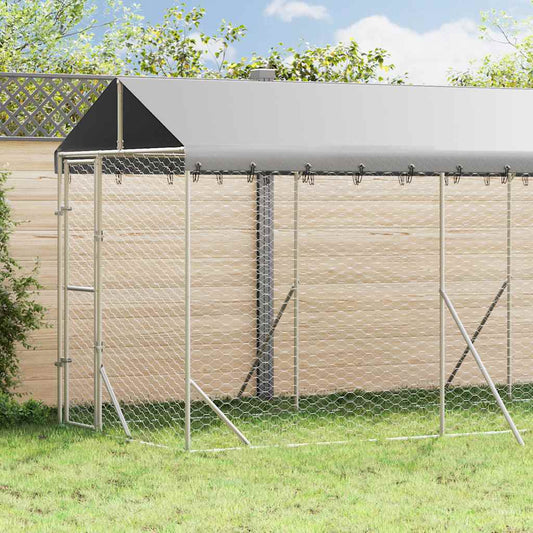 Outdoor Dog Kennel with Roof Silver 2x6x2.5 m Galvanised Steel
