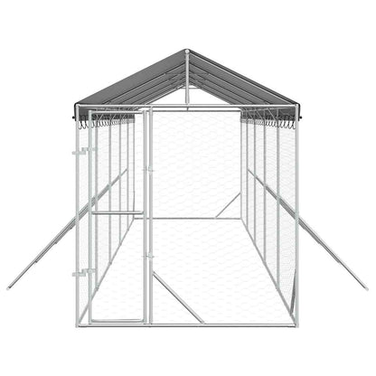 Outdoor Dog Kennel with Roof Silver 2x10x2.5 m Galvanised Steel