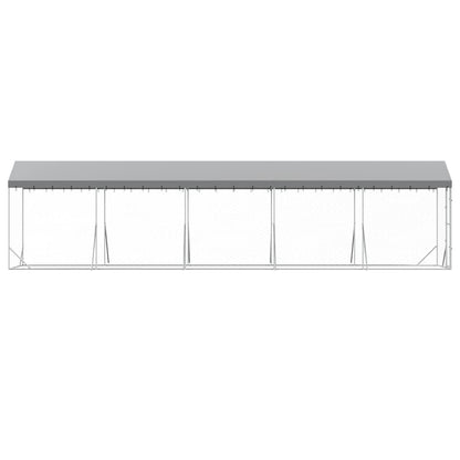 Outdoor Dog Kennel with Roof Silver 2x10x2.5 m Galvanised Steel