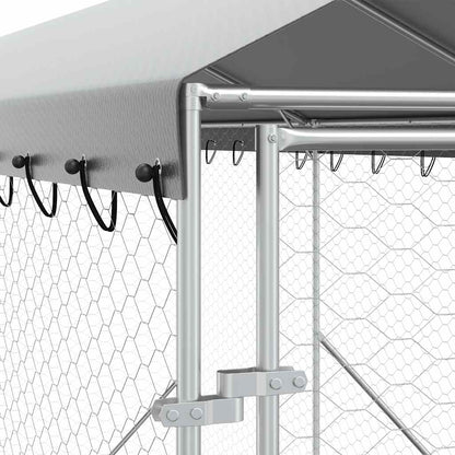 Outdoor Dog Kennel with Roof Silver 2x10x2.5 m Galvanised Steel