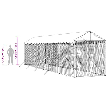Outdoor Dog Kennel with Roof Silver 2x10x2.5 m Galvanised Steel