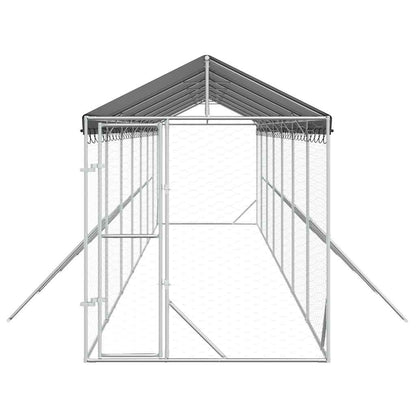 Outdoor Dog Kennel with Roof Silver 2x14x2,5 m Galvanised Steel