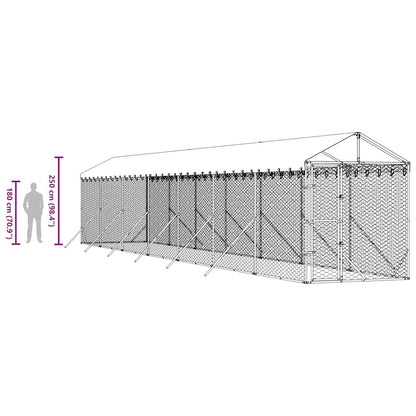 Outdoor Dog Kennel with Roof Silver 2x14x2.5 m Galvanised Steel