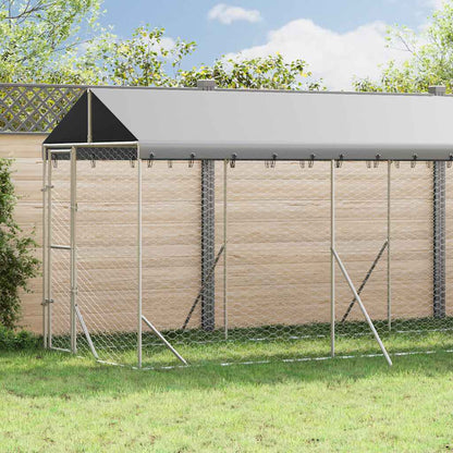 Outdoor Dog Kennel with Roof Silver 2x14x2,5 m Galvanised Steel