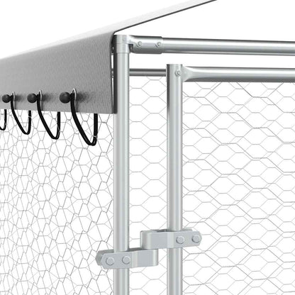 Outdoor Dog Kennel with Roof Silver 3x3x2.5 m Galvanised Steel