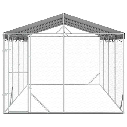 Outdoor Dog Kennel with Roof Silver 3x6x2.5 m Galvanised Steel