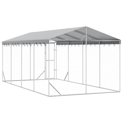Outdoor Dog Kennel with Roof Silver 3x6x2.5 m Galvanised Steel