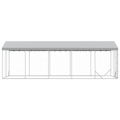 Outdoor Dog Kennel with Roof Silver 3x7.5x2.5 m Galvanised Steel
