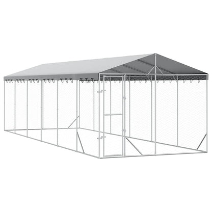 Outdoor Dog Kennel with Roof Silver 3x9x2.5 m Galvanised Steel
