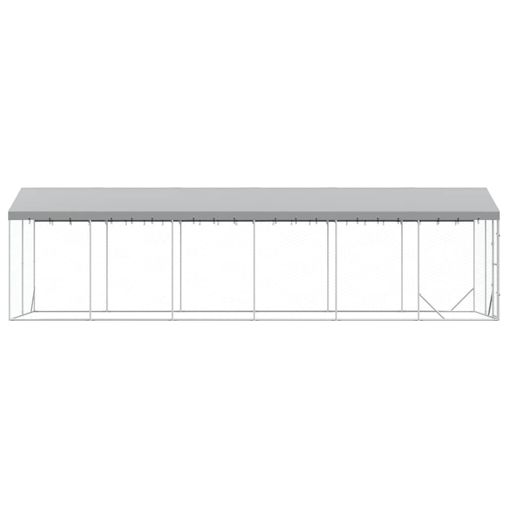 Outdoor Dog Kennel with Roof Silver 3x9x2.5 m Galvanised Steel