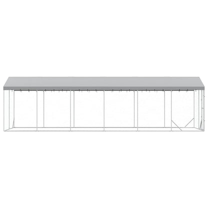 Outdoor Dog Kennel with Roof Silver 3x9x2.5 m Galvanised Steel