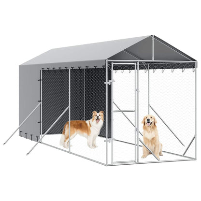 Outdoor Dog Kennel with Roof Silver 2x6x2,5 m Galvanised Steel