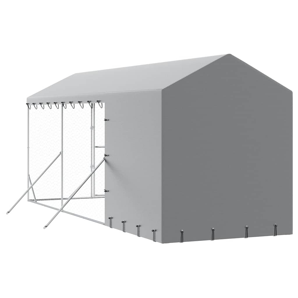 Outdoor Dog Kennel with Roof Silver 2x6x2.5 m Galvanised Steel