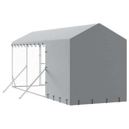 Outdoor Dog Kennel with Roof Silver 2x6x2.5 m Galvanised Steel