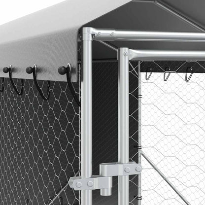 Outdoor Dog Kennel with Roof Silver 2x6x2.5 m Galvanised Steel