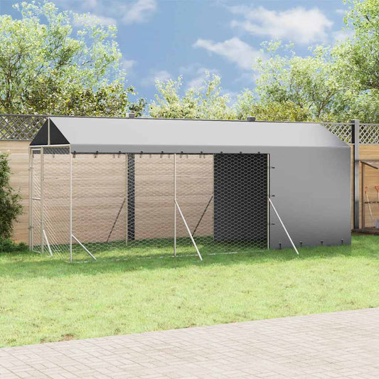Outdoor Dog Kennel with Roof Silver 2x6x2.5 m Galvanised Steel