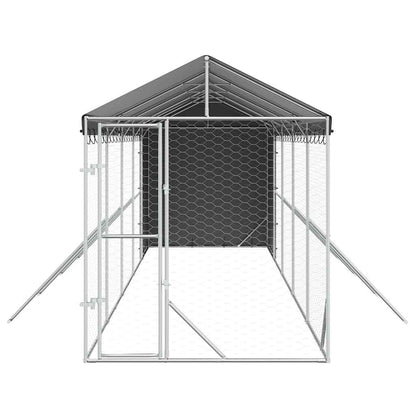 Outdoor Dog Kennel with Roof Silver 2x10x2.5 m Galvanised Steel